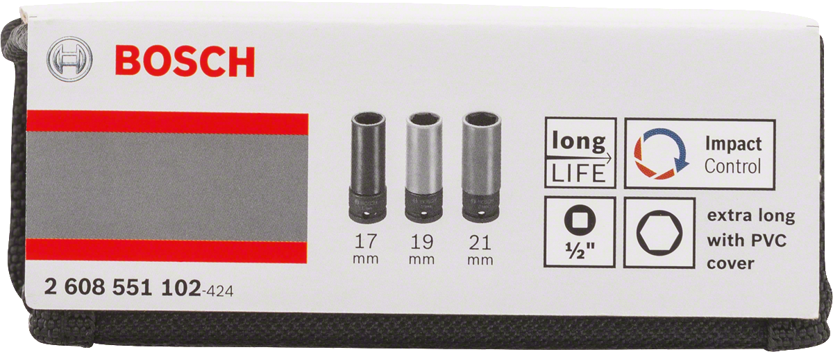 ชุดประแจบล็อก 3 ชิ้น Bosch ขนาด 17/19/21 มม. ยาวพิเศษ