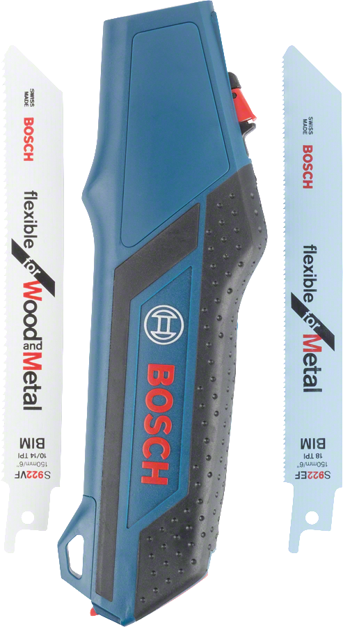 ชุดด้ามเลื่อย Bosch พร้อมใบเลื่อยสำหรับไม้และโลหะ.