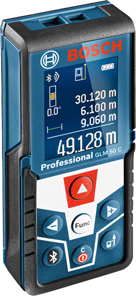 เครื่องวัดระยะเลเซอร์ Bosch GLM 50 C พร้อมจอแสดงผลแบบดิจิตอล.