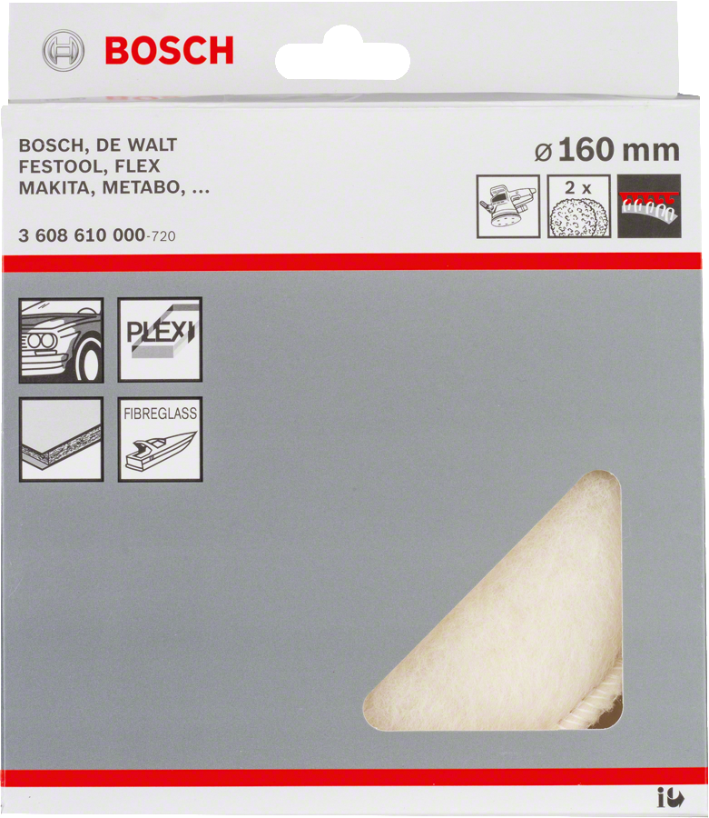 แผ่นขัดขนแกะ Bosch ขนาด 160 มม. สำหรับขัดเงาพื้นผิว