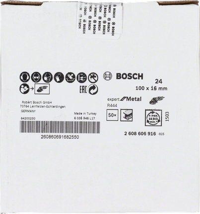 ใบขัดไฟเบอร์ Bosch R444 expert สำหรับโลหะ 100×16 มม.