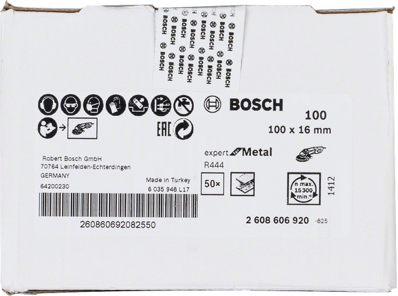 แผ่นขัดไฟเบอร์ Bosch R444 โลหะ 100×16 มม.