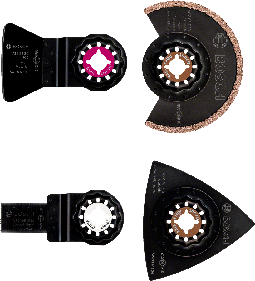 ชุดอุปกรณ์กระเบื้อง 4 ชิ้น Bosch พร้อมใบเลื่อยคาร์ไบด์.