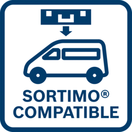 ใส่ในรถและขับขี่ได้อย่างปลอดภัย สามารถติดตั้งกับระบบเครื่องมือในรถจาก Sortimo ที่ผ่านการทดสอบโดย German TÜV ได้อย่างพอดีโดยไม่ต้องใช้ตัวต่อ