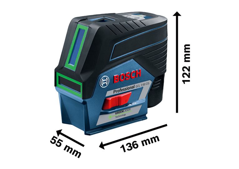 เครื่องมือวัดระดับเลเซอร์ Bosch GCL 2-50 CG ขนาด 136 x 55 x 122 มม.