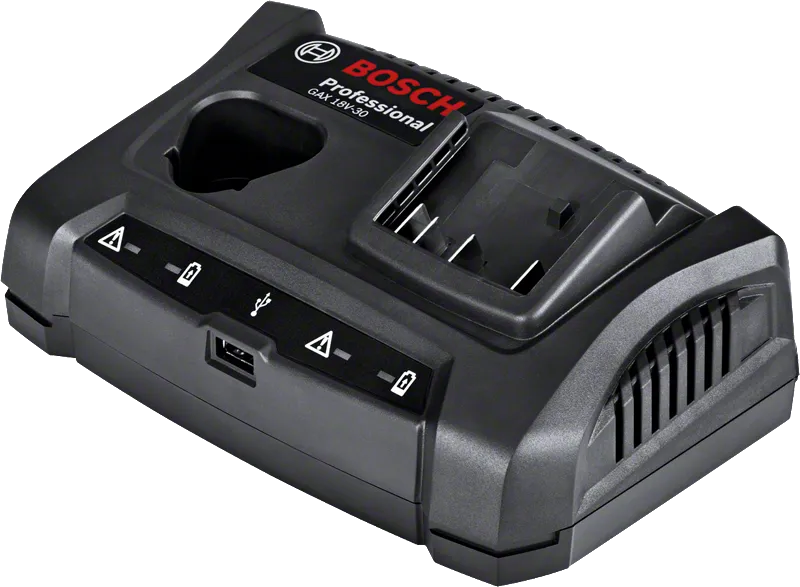 เครื่องชาร์จ Bosch GAX 18V-30 แบบช่องคู่ พร้อมพอร์ต USB.