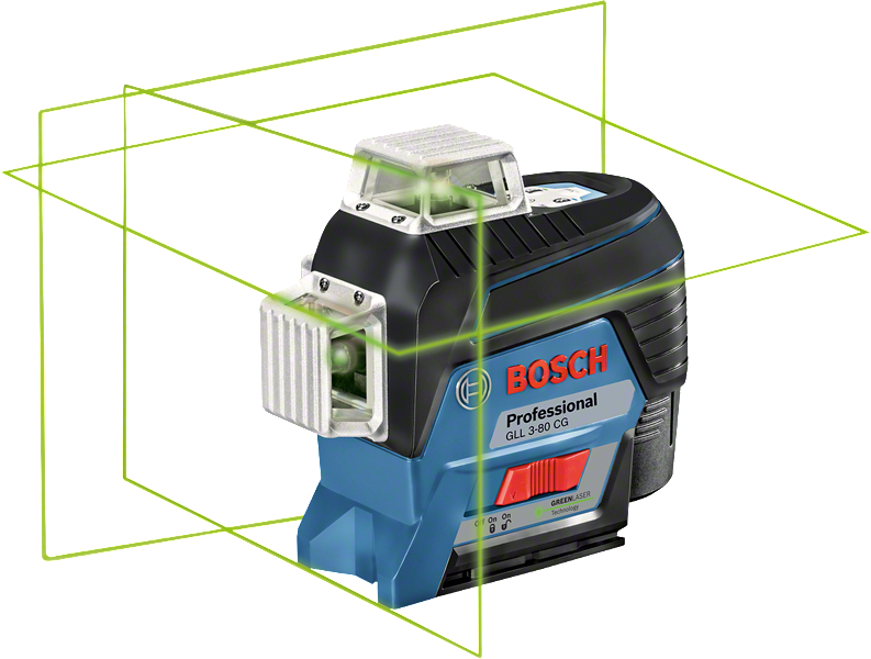 เครื่องมือวัดระดับเลเซอร์ Bosch GLL 3-80 CG พร้อมเส้นสีเขียว.