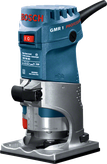เครื่องเราเตอร์ Bosch GMR 1 ฝ่ามือสำหรับการตัดแต่งขอบอย่างแม่นยำ.