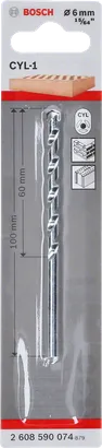 ดอกสว่านเจาะปูน Bosch CYL-1 ขนาด 6มม. สำหรับคอนกรีต