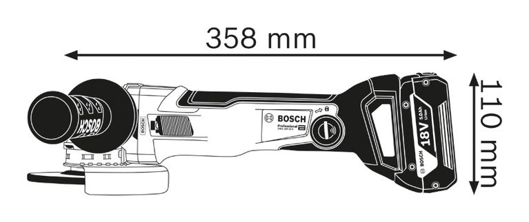 GWX 18V-10 C ขนาดเครื่องเจียรไฟฟ้า