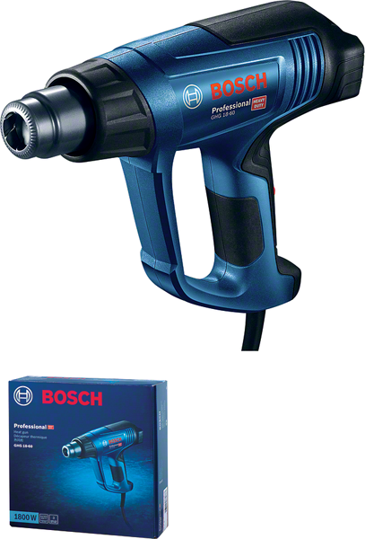 ปืนเป่าลมร้อน Bosch GHG 18-60 พร้อมด้ามจับที่ถูกหลักสรีรศาสตร์.
