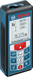 GLM 100 เครื่องวัดระยะเลเซอร์ Bosch GLM 100 พร้อมจอแสดงผลแบบดิจิตอล.