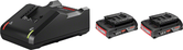ชุดสตาร์ท Bosch พร้อมเครื่องชาร์จ GAL 18V-40 และแบตเตอรี่ 2x 18V 2.0Ah