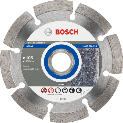 ใบตัดเพชร ใบตัดเพชรสำหรับหิน Bosch ขนาดเส้นผ่านศูนย์กลาง 105 มม.