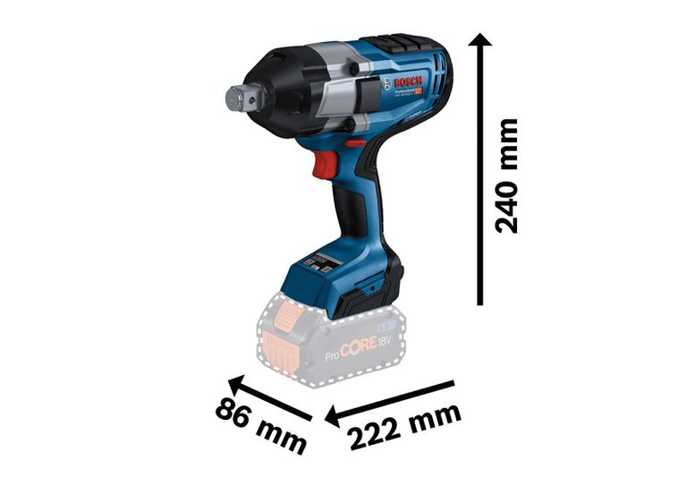 ประแจกระแทกไร้สาย Bosch GDS 18V-1050 H แรงบิดสูงสุด 1,050 นิวตันเมตร.