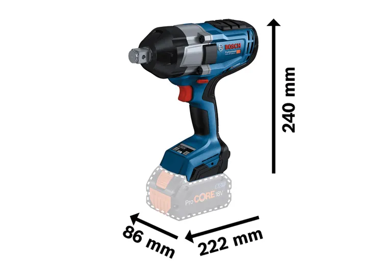 ประแจกระแทกไร้สาย Bosch GDS 18V-1050 H แรงบิดสูงสุด 1,050 นิวตันเมตร.