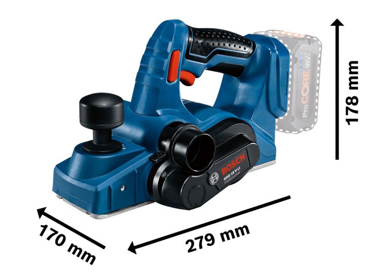 เครื่องไสไม้ไร้สาย Bosch GHO 18.0 V-LI ความกว้าง 82 มม.