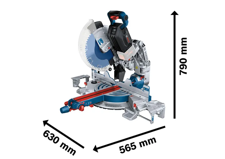 เลื่อยตัดองศาไร้สาย Bosch GCM 18V-305 GDC พร้อมขนาด