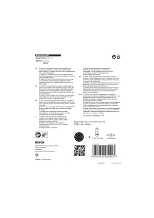 แผ่นขัด Bosch EXPERT หลายรู 125 มม. ขนาดกลาง.