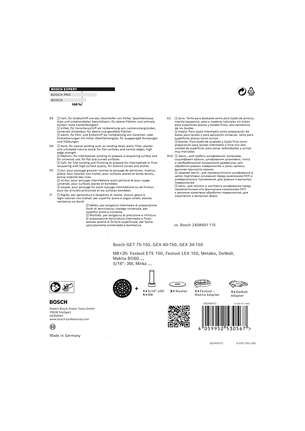 แผ่นขัดหลายรู Bosch EXPERT 150 มม. แบบนุ่ม.