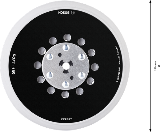 แผ่นขัด Bosch EXPERT หลายรู 150 มม. แบบนุ่ม.