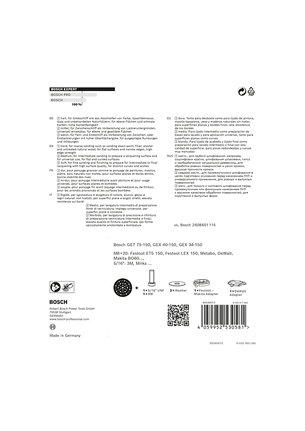 แผ่นขัด Bosch EXPERT Multihole Sanding Pad 150 mm hard.