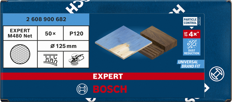 Bosch EXPERT M480 กระดาษทราย 125 มม. P120 50 ชิ้น.