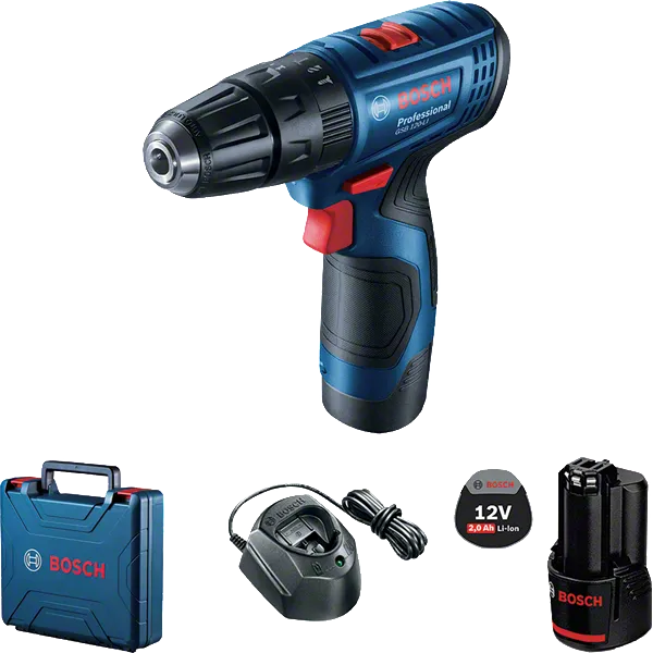 สว่านไร้สาย Bosch GSB 120-LI พร้อมแบตเตอรี่ 12V 2.0Ah.