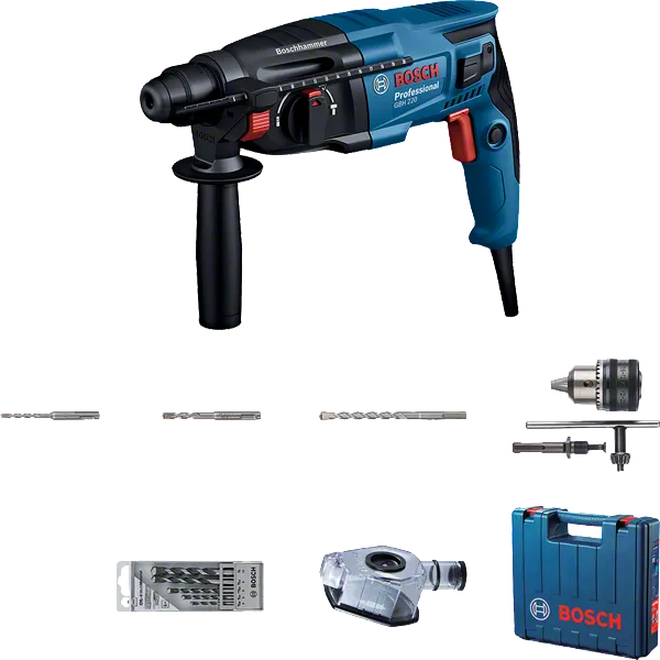 สว่านโรตารี่ Bosch GBH 220 พร้อมดอกสว่านและกล่อง.