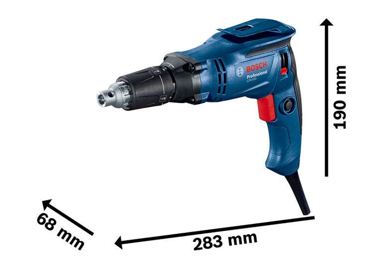 ไขควงปากแบน Bosch GTB 650 พร้อมการวัดขนาด