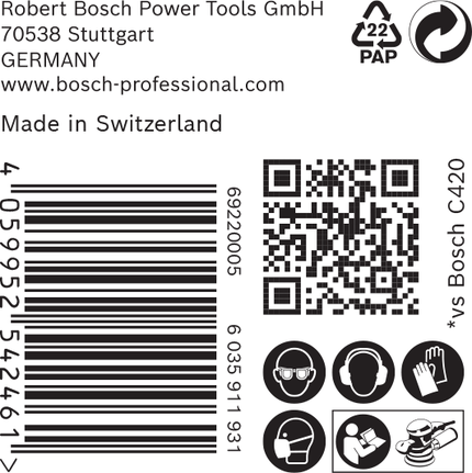 ฉลากบรรจุภัณฑ์กระดาษทราย Bosch C470.