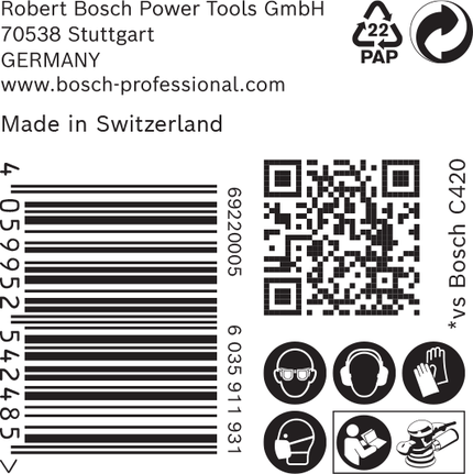 ฉลากบรรจุภัณฑ์กระดาษทราย Bosch C470.