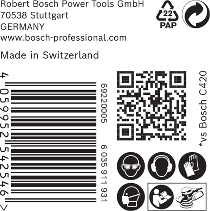 ฉลากบรรจุภัณฑ์กระดาษทราย Bosch C470.