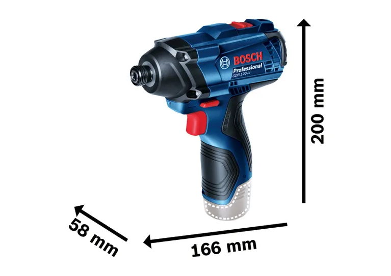 ไขควงกระแทกไร้สาย Bosch GDR 120-LI พร้อมขนาด.