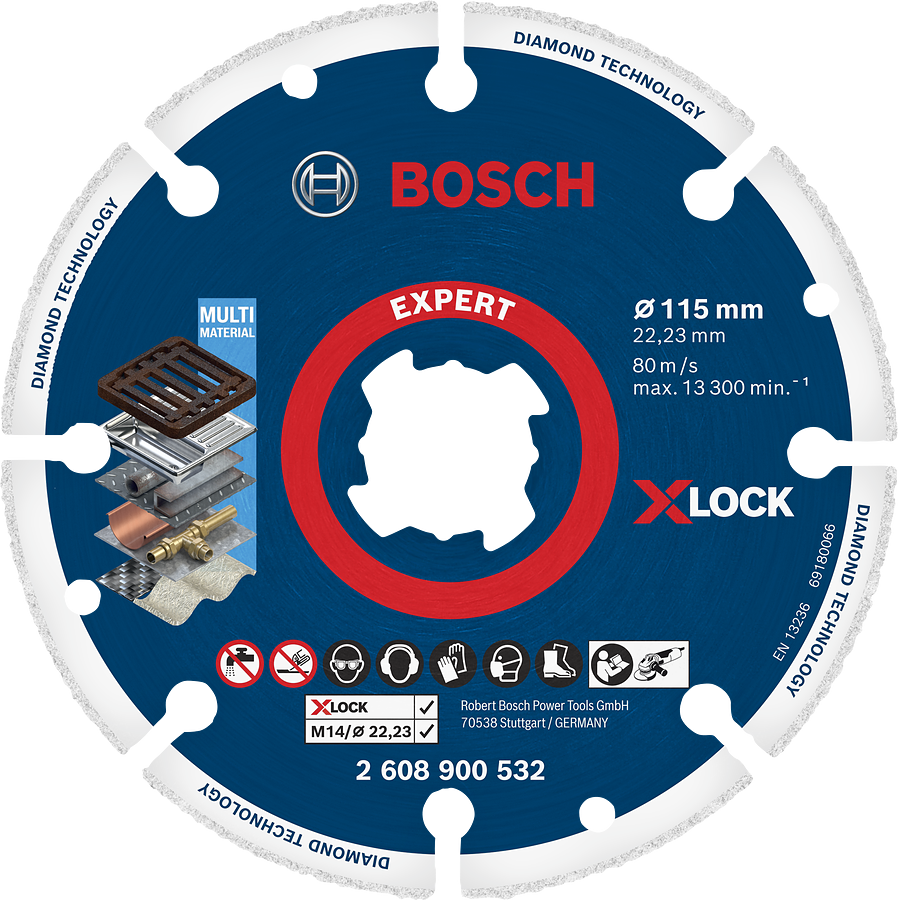 ใบตัดเพชร Bosch Expert X-LOCK หลายวัสดุ.