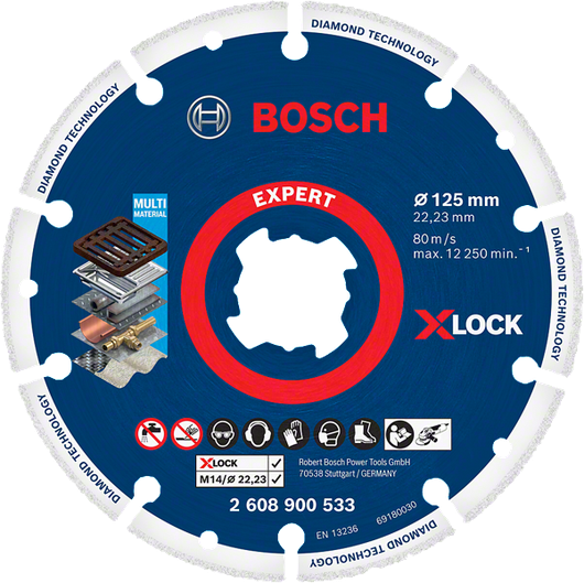 ใบตัดเพชร Bosch Expert X-LOCK สำหรับวัสดุหลายชนิด.