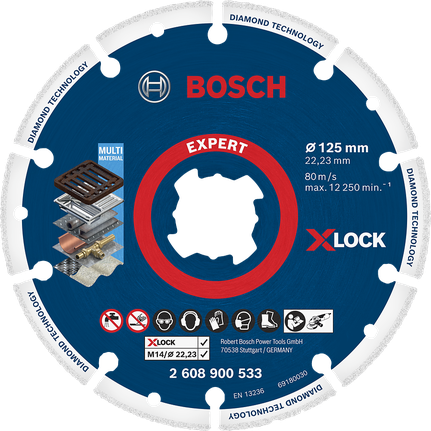 ใบตัดเพชร Bosch Expert X-LOCK สำหรับวัสดุหลายชนิด.