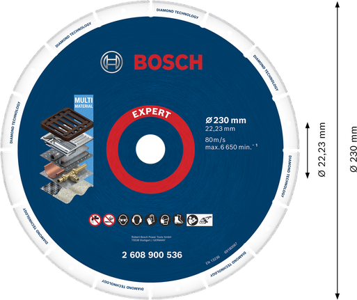 ใบตัดเพชร Bosch Expert หลายวัสดุ 230มม.