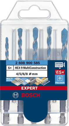 ชุดดอกสว่าน Bosch EXPERT HEX-9 MultiConstruction 4/5/6/8 มม.