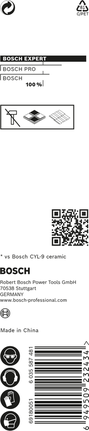 ดอกสว่านเจาะเซรามิกแข็ง Bosch EXPERT HEX-9 ขนาด 7 x 90 มม.