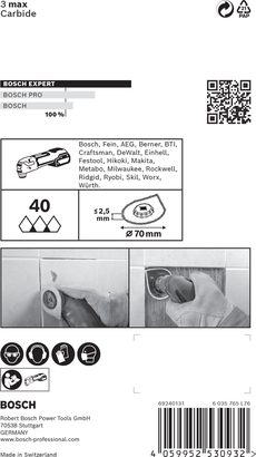 EXPERT AVZ 70 RT4 3 max แผ่นยาแนว Bosch EXPERT 3 สูงสุด 70 มม.