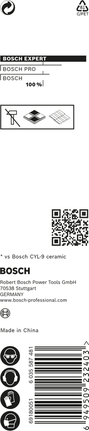 ดอกสว่านเจาะเซรามิกแข็ง Bosch EXPERT HEX-9 ขนาด 4 x 90 มม.