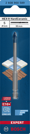 ดอกสว่านเจาะเซรามิก Bosch HEX-9 HardCeramic 5×90 มม.