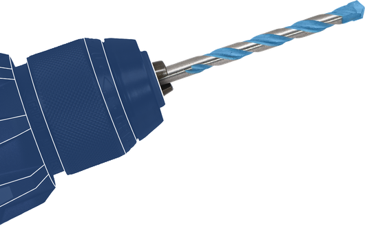 ภาพระยะใกล้ของหัวจับดอกสว่านที่กำลังยึดดอกสว่านแบบเกลียว