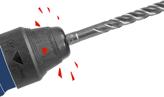 ดอกสว่านโรตารี่ที่ติดเข้ากับหัวจับสำหรับงานเจาะงานหนัก.