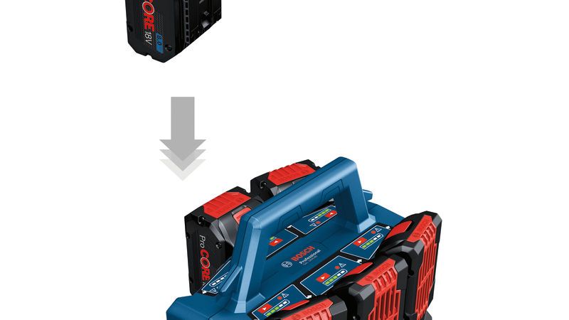 GAL 18V6-80 เครื่องชาร์จ Bosch GAL 18V6-80 พร้อมช่องใส่แบตเตอรี่ 6 ช่อง.