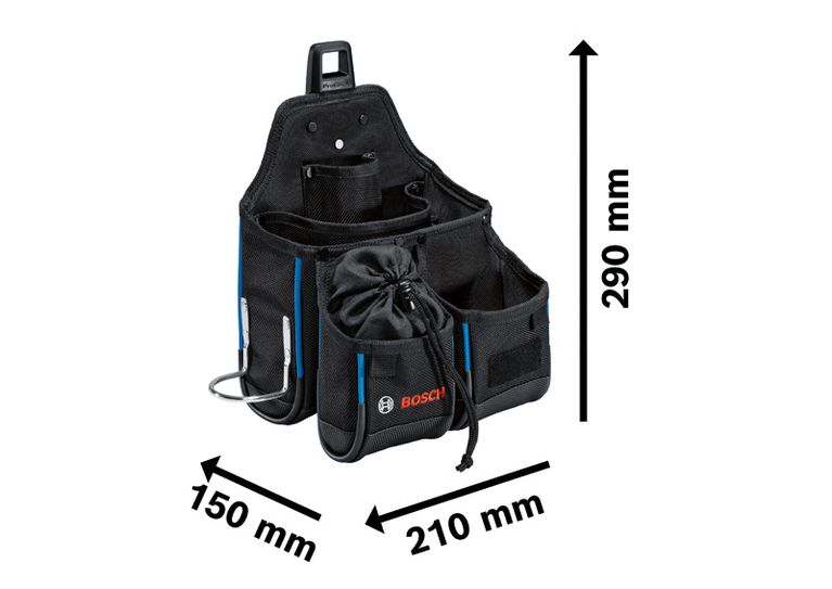 กระเป๋าเครื่องมือ Bosch GWT 4 พร้อมช่องเก็บของหลายช่อง.