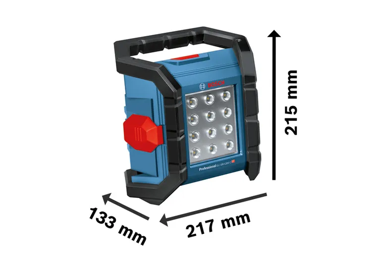 ไฟทำงาน Bosch GLI 18V-1200 C ตามขนาดที่แสดง.
