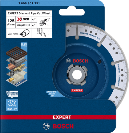 ใบตัดท่อเพชร Bosch EXPERT 125 มม. X-LOCK.