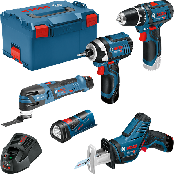 ชุดเครื่องมือมืออาชีพไร้สาย Bosch 12V พร้อม L-BOXX.